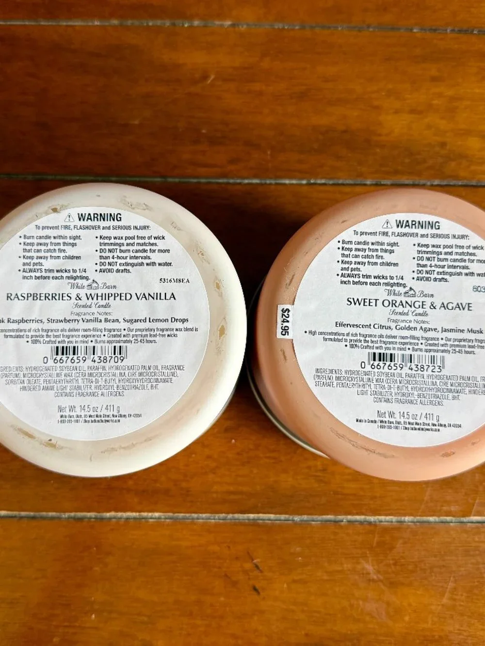 NEW 2-Pc RASPBERRIES & WHIPPED VANILLA & SWEET ORANGE & AGAVE 3-Wick Candle BBW